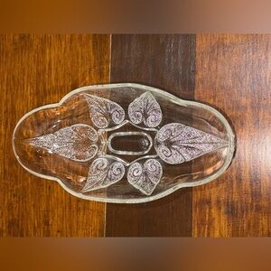 Anchor Hocking Glass Leaf Relish Dish